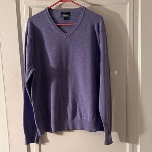 Lands' End Men's Lavender Cotton V-Neck Sweater